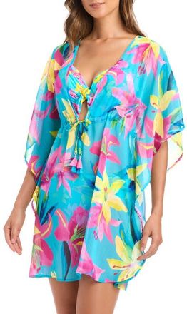 Bleu Rod Beattie Floral Semisheer Cover-Up Caftan in Waterfall at Nordstrom, Size Medium