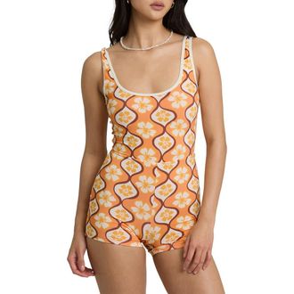 Billabong Sol Groove One-Piece Surf Swimsuit in Tangerine at Nordstrom, Size X-Large