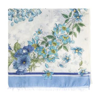 Ferragamo Scarves, female, Blue, Size: ONE SIZE Floral Motif Scarf