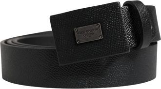 Dolce & Gabbana Belts, male, Black, Size: ONE SIZE Calfskin Leather Square Buckle Belt
