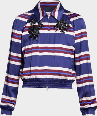 Dries Van Noten Men & apos;s Embellished Striped Satin Jacket