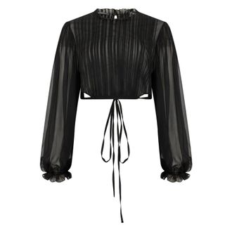 Alberta Ferretti Cropped Top with Voluminous Sleeves - female - Alberta Ferretti - Blouses - Black - L - Blouses & Shirts