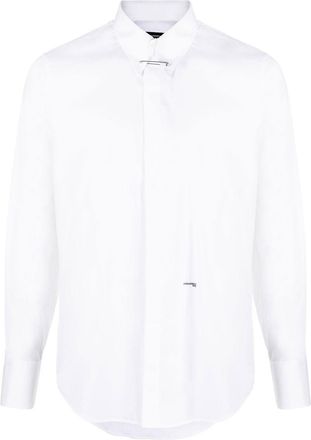 Dsquared2 logo-detail button-up shirt - men - Cotton/Spandex/Elastane - 46 - White