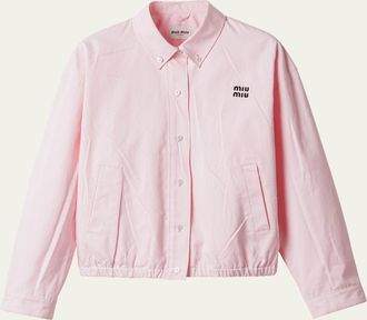 Miu Miu Cotton Poplin Button-Front Shirt Jacket