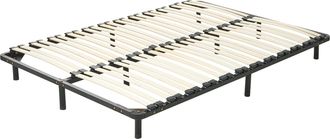 Beliani Somier De L&aacute;minas Independiente 160 X 200 Cm Con Patas Estructura De Metal 48 Listones De Madera Combourg