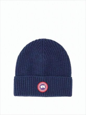 Canada Goose Ribbed Wool Beanie With Embroidered Patch By Canada Goose