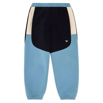 Emporio Armani Blue Colourblock Joggers for Boys - male - Emporio Armani - Sweatpants - Blue - 12 Y - Kids
