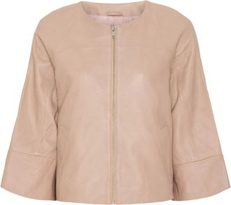 BTF-CPH Cream Crop Lederjasje - Dames - Leren en Su&egrave;de Jassen - Beige - S - Leer - Jassen