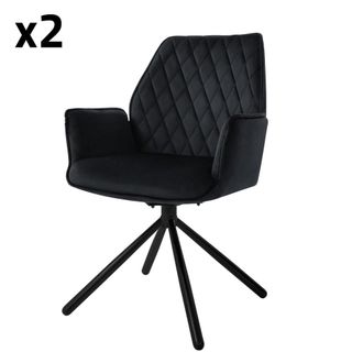 ML Design Lote de 2 sillas de comedor de terciopelo, negras