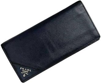 Prada Navy Leather Long Wallet (Bi-Fold) (Pre-Owned)