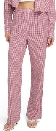 Favorite Daughter The Everything Straight Leg Pants in Raspberry/white at Nordstrom, Size X-Large