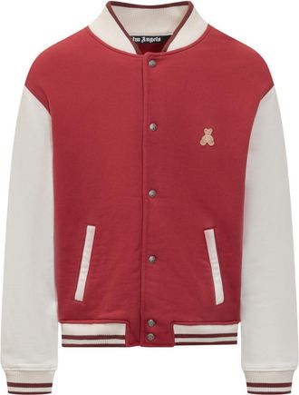 Palm Angels Red Color Block Round Neck Jacket