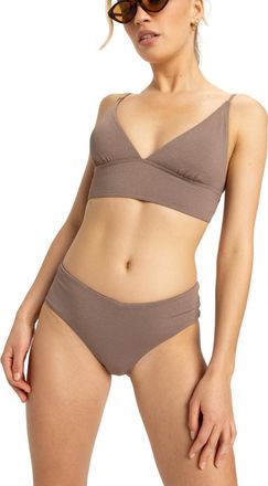 Roxy Bikini-Hose ROXY Lasca, Damen, Gr. XS, US-Gr&ouml;ssen, grau (deep taupe), Obermaterial: 78% Nylon, 9% Nylon, 7, 00% Metall, 6, 00% Elasthan;, Badehosen Bi