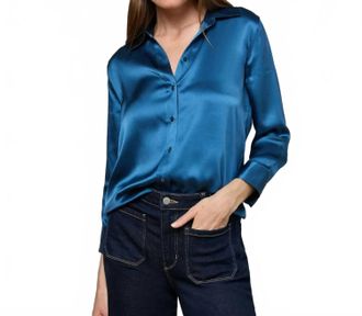 L'agence Dani 3/4 Sleeve Blouse In Stone Blue