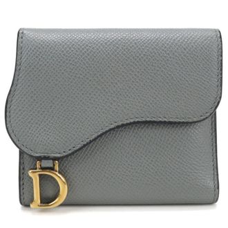 Dior Gray Leather Wallet (Tri-Fold) (Pre-Owned)