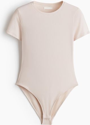 H&M Body aus Mikrofaser mit Kurzarm - Helles Graubraun