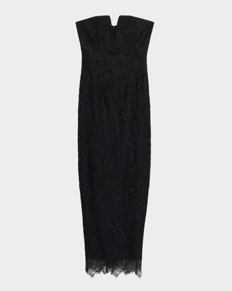 Bcbgmaxazria Strapless Floral Lace Column Gown