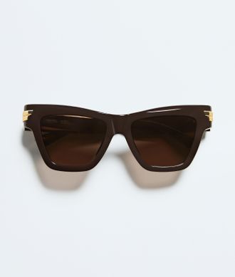 Bottega Veneta Mitre Cat Eye Sunglasses - Brown - Unisex