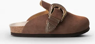 Genuins Womens Huma Velour Mule Slides In Terra