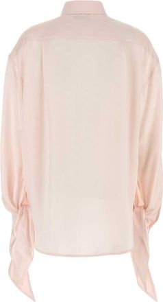 Balenciaga Womens Knotted Cuff Shirt Pink Silk