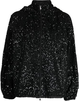 Dice Kayek sequin-embellished bomber jacket - women - Polyester - 36 - Black