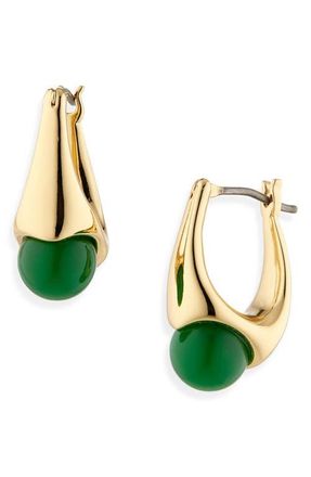 Kate Spade New York stone huggie hoop earrings in Green at Nordstrom