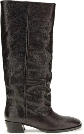 P.A.R.O.S.H. Brown Calf Leather Bos Taurus Flat Womens Boots