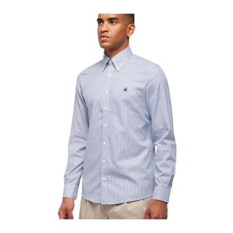 Brooks Brothers Slim Fit Non-Iron Button Down Dress Shirt - Heren - Zakelijke Overhemden - Blauw - L - Katoen - Overhemden