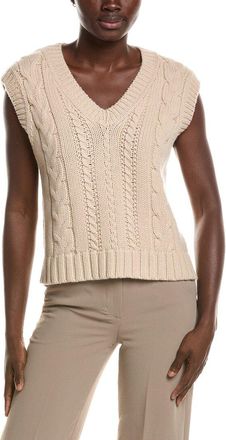 Lafayette 148 New York Cabled V-Neck Wool & Cashmere-Blend Vest