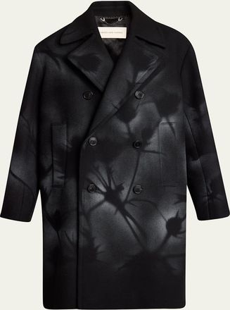Dries Van Noten Mens Racos Printed Double-Breasted Coat