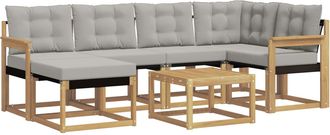 vidaXL Conjunto De Sof&aacute;s De Exterior 7 Uds. Blanco Y Gris Claro Vidaxl