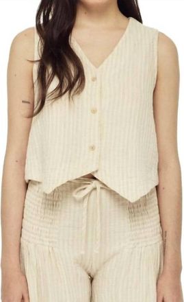 Blanca Striped Cotton Vest In Beige
