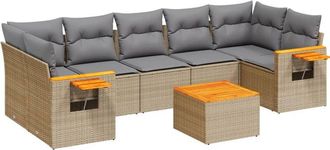 vidaXL Juego De Sof&aacute;s De Jard&iacute;n Con Cojines Beige 8 Pzas Rat&aacute;n Pe Vidaxl