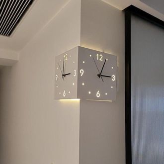 OEM Reloj De Pared Esquinero De Doble Cara, Reloj De Pared Esquinero Digital, Sala De Estar Moderna, Gris, Doble Cara, Silencioso, F&aacute;cil Instalaci&oacute;n