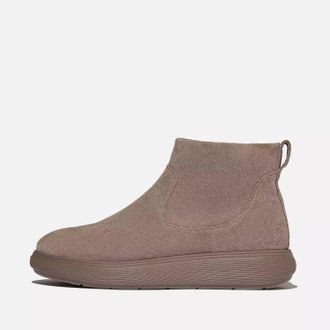 FitFlop Womens Iq-Comff Suede Zip Ankle Boots In Taupe