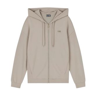 Emporio Armani Emporio Armani Ea7, Hoodies & sweatvesten, Dames, Bruin, M, Polyester, Precious Stretch-modal Interlock Ritssluiting Sweatshirt