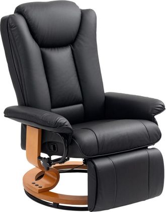 HOMCOM Homcom - pu Leather Reclining Armchair with Footrest for Living Room, Black