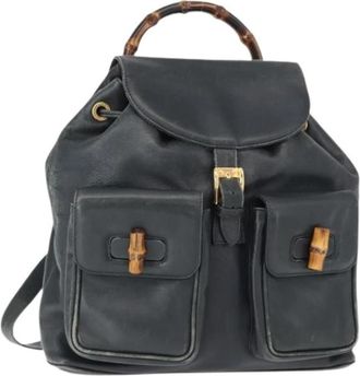 Gucci Pre-owned Vintage Rugzak - Dames - Vintage Rugzakken - Blauw - ONE Size - Leer - Vintage