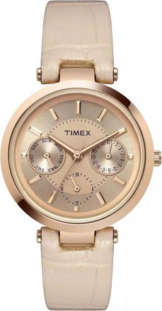 Timex Classic 34mm Pink Strap Rose Gold-Tone Ladies Watch