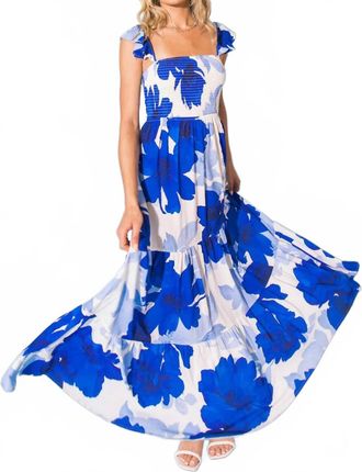 Flying Tomato Moves Ruffled Straps Maxi Dress In Blue