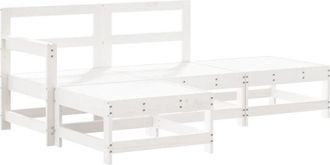 vidaXL 4 Piece Garden Lounge Set White Solid Wood Pine Vidaxl