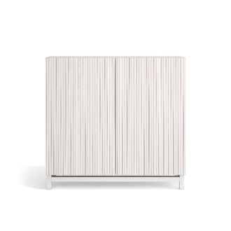 HERDASA Zapatero melamina blanco puertas efecto vallado blanco 90x90x27 cm