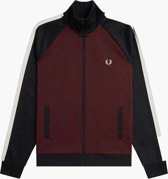 Fred Perry Mens Fred Perry Contrast Sleeve Track Top Jacket Oxblood - Size: XXL