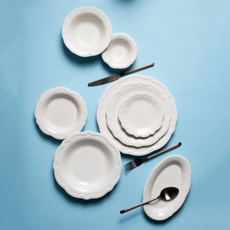 Dmora Juego De Vajilla Nomeva, Set De 24, Apto Para Lavavajillas, Apto Para Microondas, Blanco