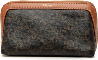 Celine Pre-owned Celine Small Triomphe Coated Canvas and Calfskin Cosmetic Pouch Ladies ZTOHRY4NY4YQHL2A