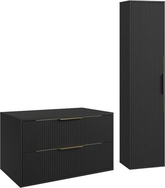 Badplaats Mueble De Ba&ntilde;o Rimini 80 Cm - Negro Mate - Mueble De Ba&ntilde;o Con A