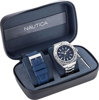 Nautica Clearwater Beach Recycled Stainless Steel And Silicone Watch Box Set