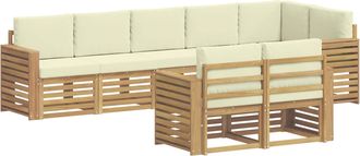 vidaXL Conjunto De Sof&aacute;s De Exterior 8 Uds. Blanco Y Crema Poli&eacute;ster Vidaxl