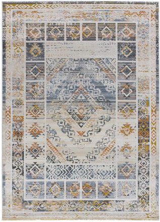 Atticgo Alfombra vintage crema/azul/mostaza 134x200 cm