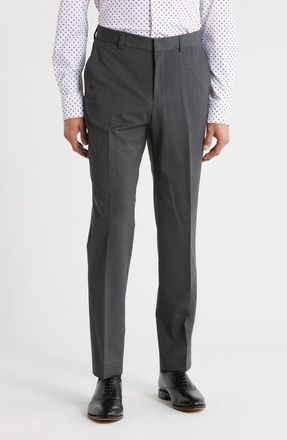 BOSS Virgin Wool Blend Flat Front Dress Pants in Dark Grey at Nordstrom Rack, Size 40